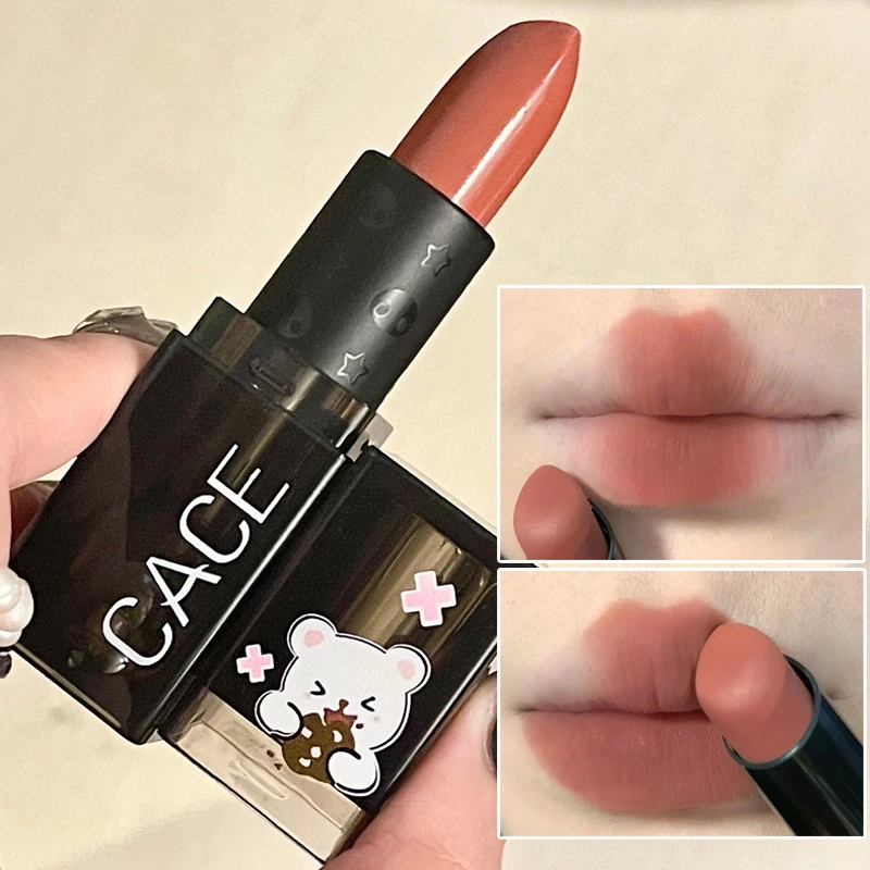 Matte Velvet Nude Lipstick Makeup Waterproof Lasting Moisturizing Brown Red Solid Lip Gloss Non-Stick Cup Lip Mud Lips Cosmetics