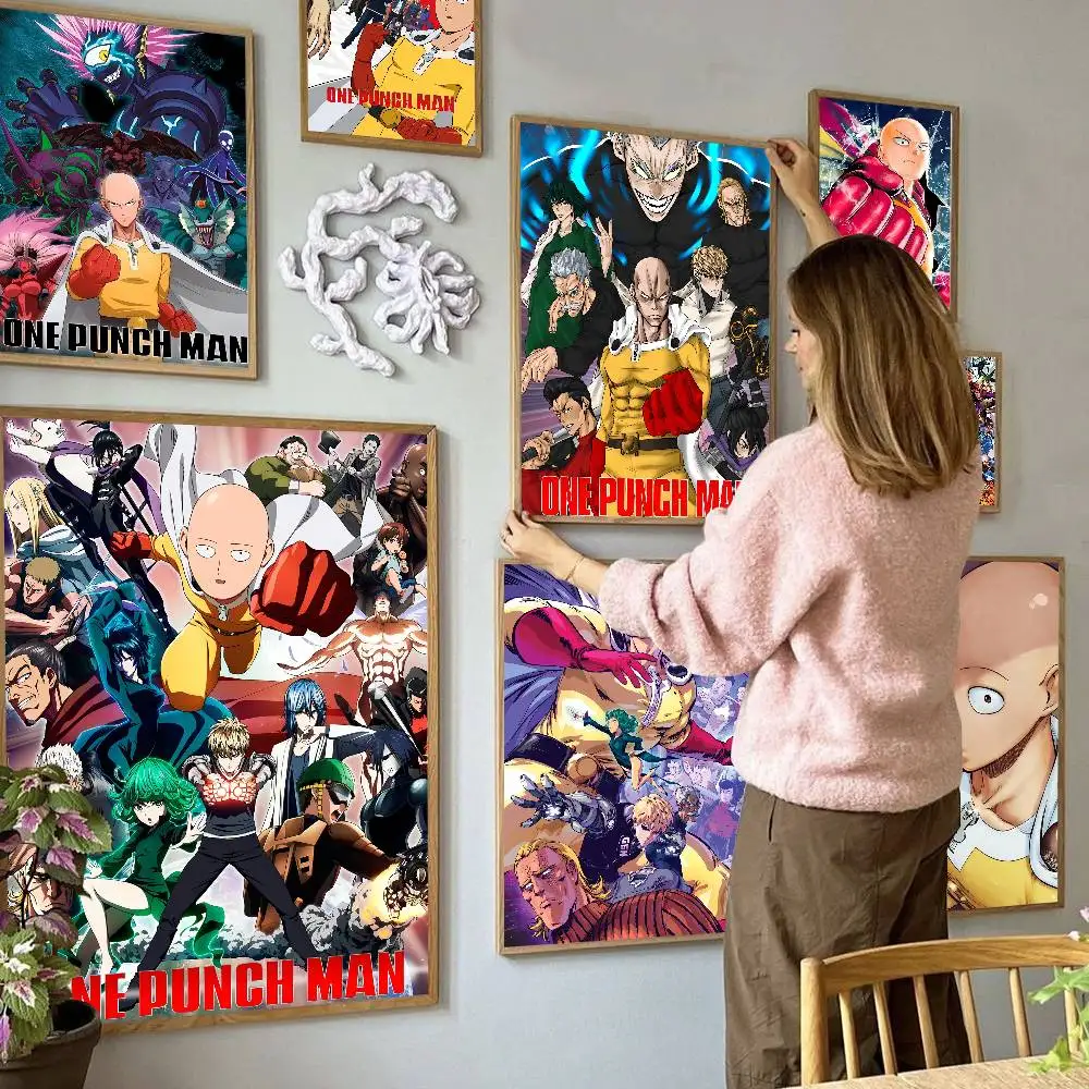 One Punch Man Saitama Movie Sticky Posters Fancy Wall Sticker For Living Room Bar Decoration Vintage Decorative Painting