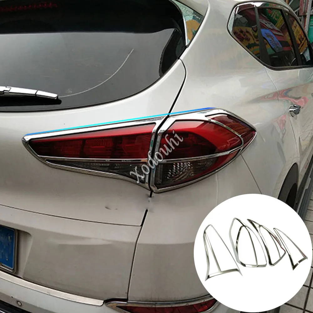 

Для Hyundai Tucson 2015 2016 2017 2018 автомобильный детектор ABS хромированная накладка задний фонарь задний фонарь рамка детали брови 4 шт.