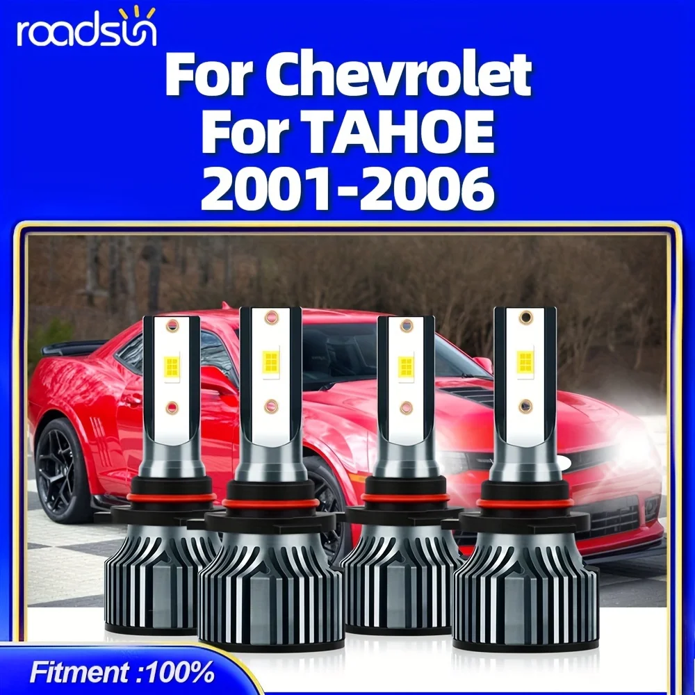 

4 шт. 27000LM подходят для фар Chevrolet TAHOE (2001-2006), 6500K, белые чипы CSP, светодиод 400%, супер яркость, срок службы 90000 часов