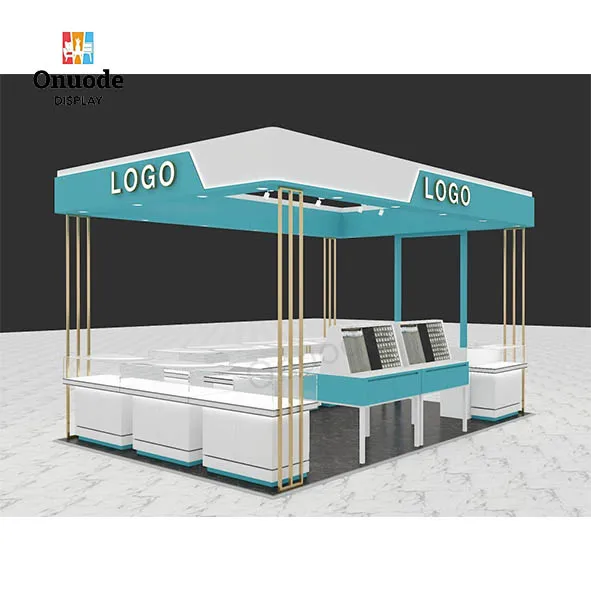 Custom.Custom Modern Jewelry Kiosk Design with Glass Display Showcase and LED Light Box for Shopping Mall Retail Booth