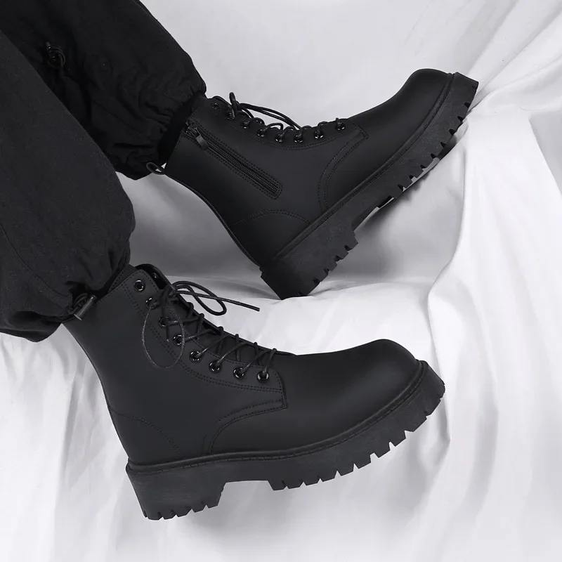 Boots Men British Wind Locomotive Tooling Boots High-top Leather Boot Couple Outdoors Cowboy Motorcycle Boots Shoes Man2025