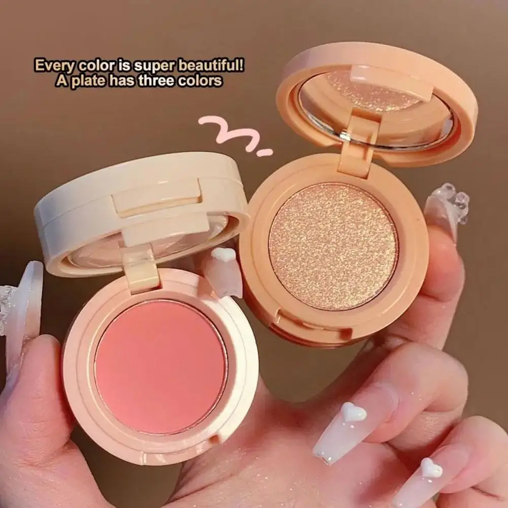 3 色ブラッシュパレットプレスハイライターパレット長期的な防水マットハイライターシマーブラッシュフェイスメイク