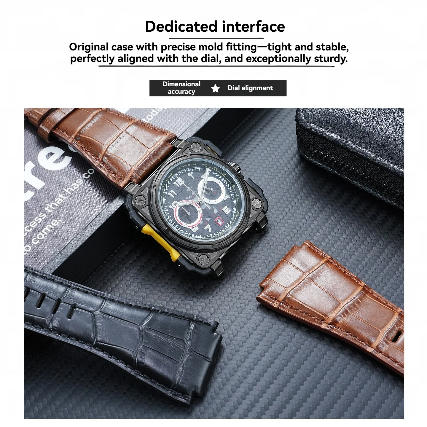 Suitable for BR01 BR03 Bell ROSS men's bracelet 24mm high-quality cowhide leather replacement watch strap accessories