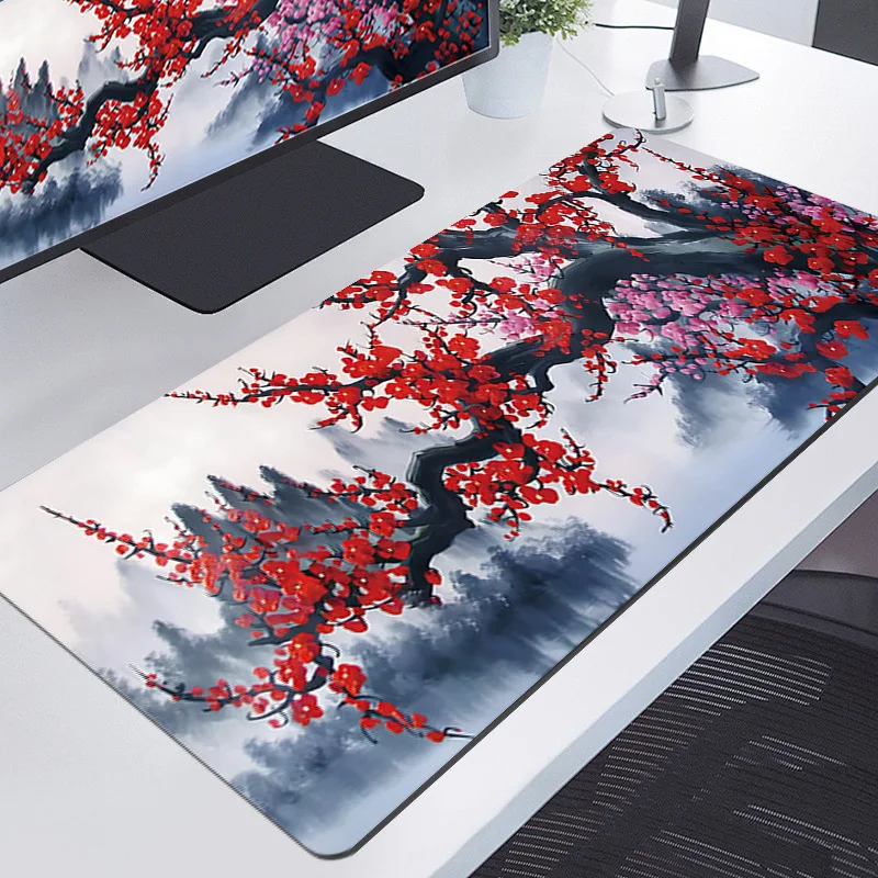 Japanese-style ink wash landscape cherry blossom mouse pad office computer non-slip mouse pad  eSports gaming desk mat