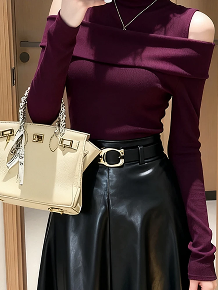 French Sle Slim Fit oulder Bared Base irt ملابس داخلية نسائية عالية Ne عادية Sve طول صديقة للبشرة قابلة للتنفس