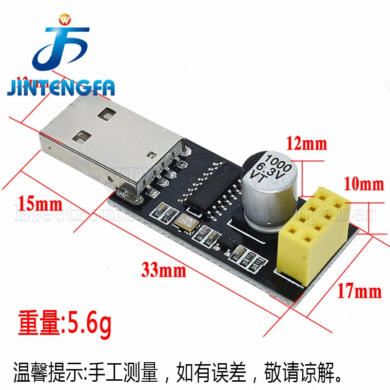 ESP01 Programmieradapter UART GPIO0 ESP-01 Adaptater ESP8266 CH340G USB auf ESP8266 Serielles drahtloses WLAN-Entwicklungsplatinenmodul