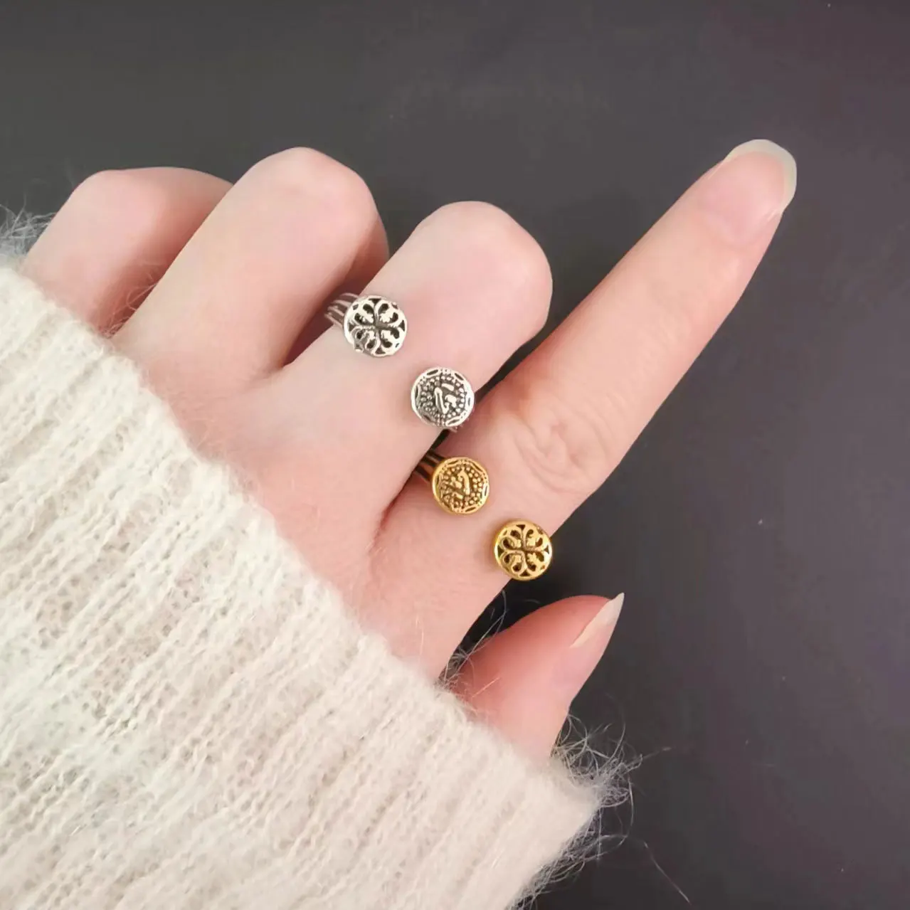 Retro Style Grass Flower Rings For Women Female Personality Fashion New Jewelry Accessories Gift Party