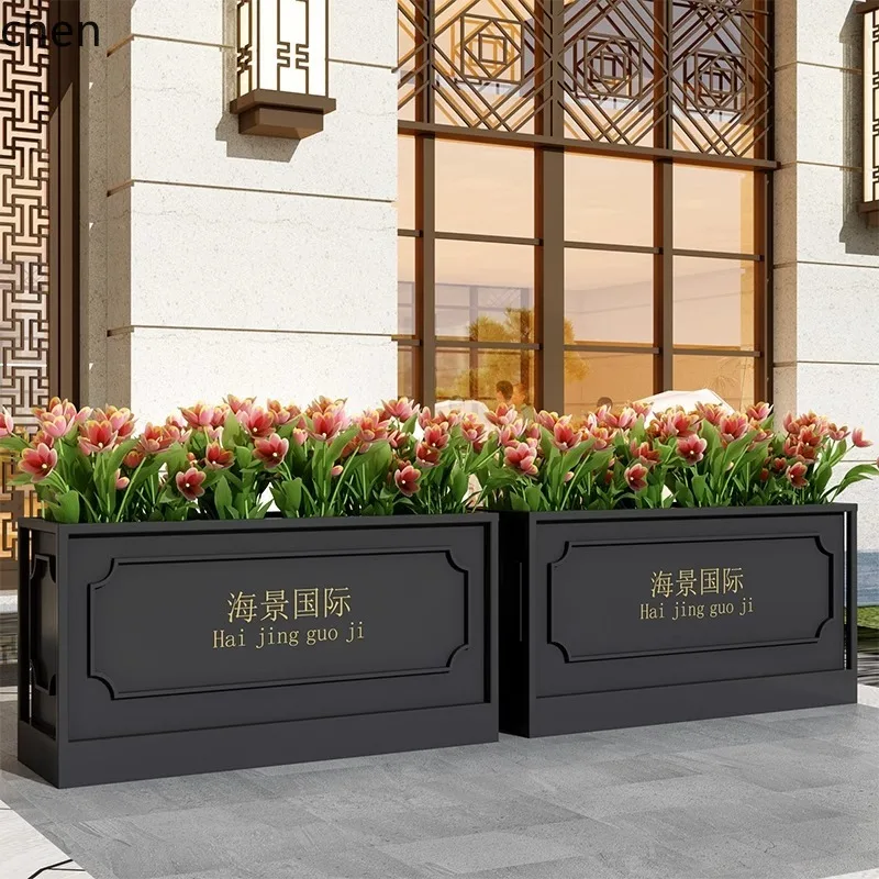 HT outdoor flower box flower bed square courtyard stainless steel planting box partition fence wrought iron outdoor pendulum