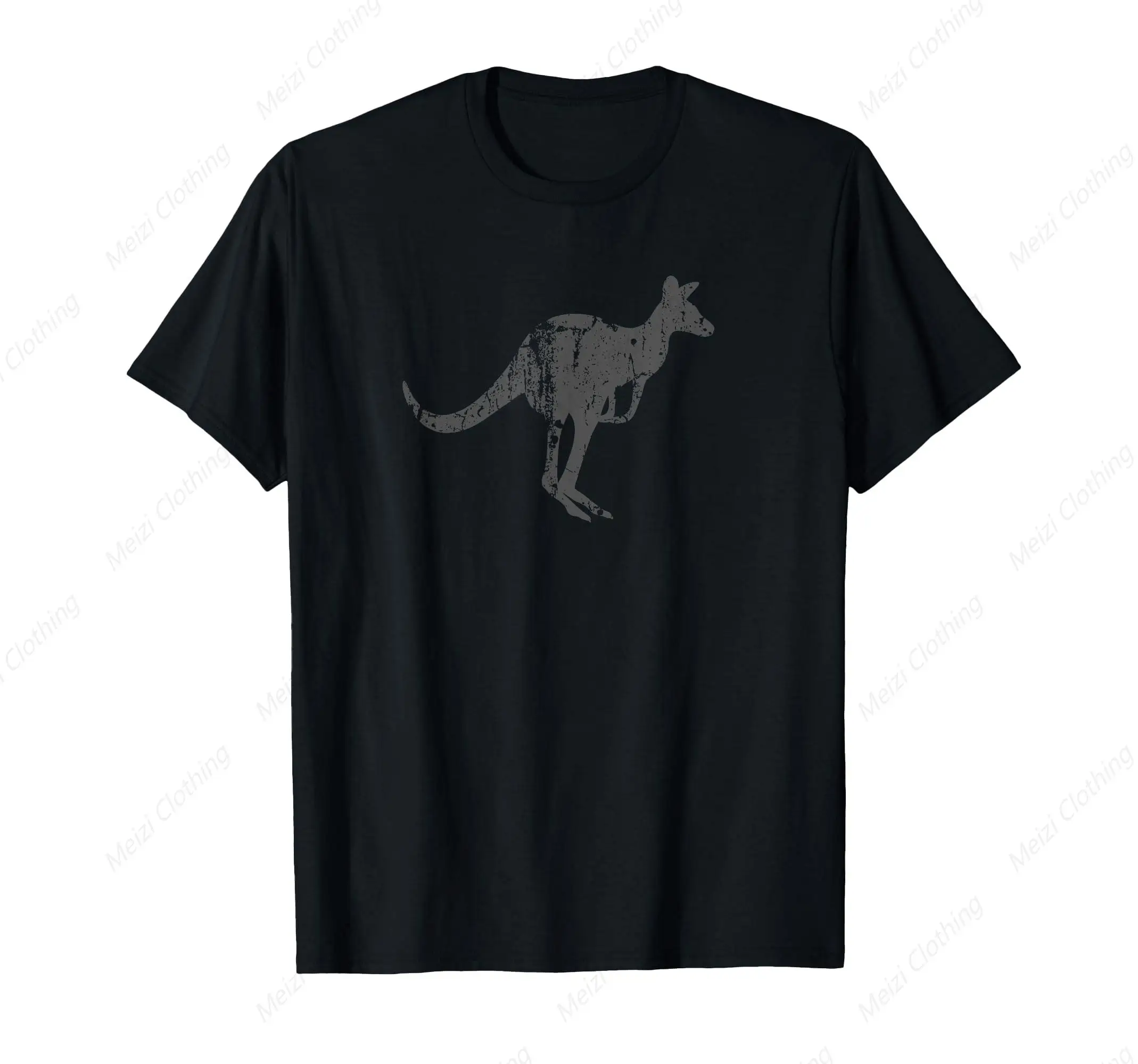 Kangaroo Retro Design Men's Kangaroo Printed T-shirt Cotton Gift Short Sleeve