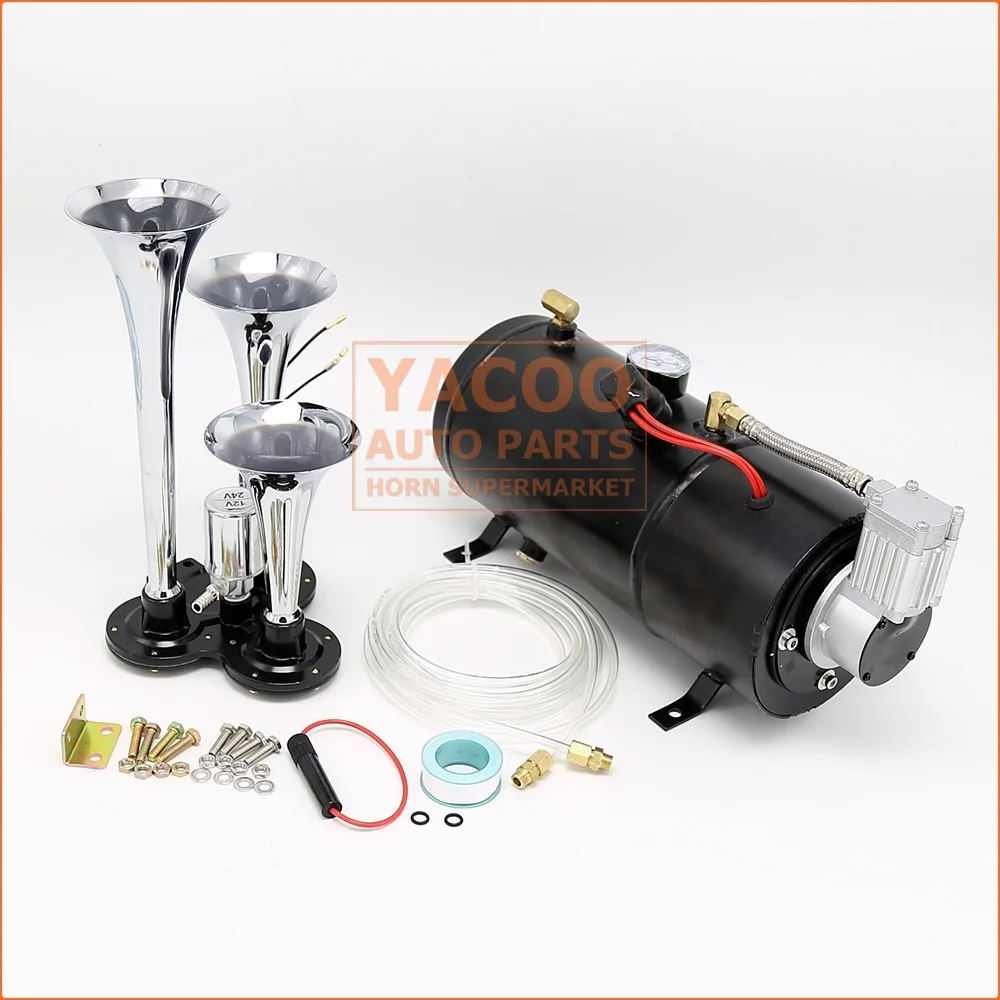 Big Truck Train Air Horn Air Tank Kit with Silver Color Compressor Horn popular for USA market