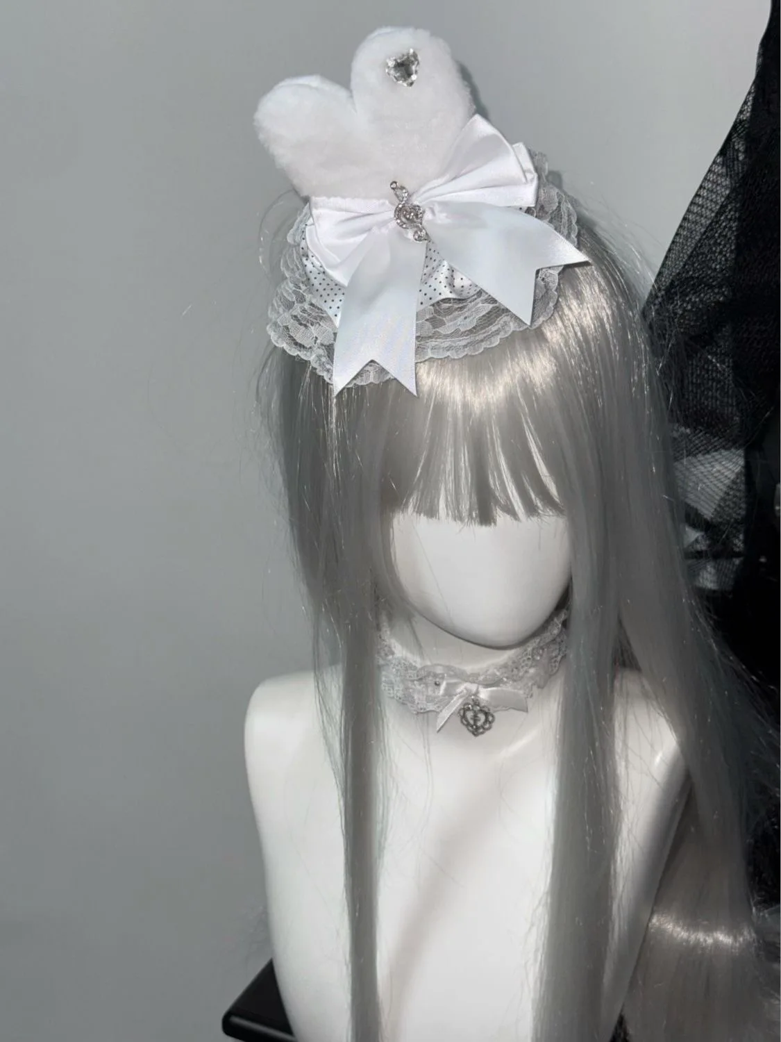 Handmade Note Polka Dot Bow Rabbit Ear Girl Mini Top Hat Headwear Lolita Lace Cute Decorative Flower Ball Fair Clip