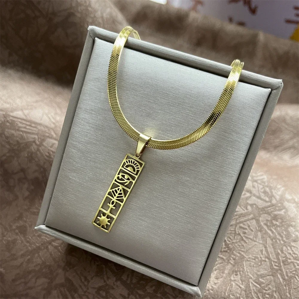 قلادة بدلاية شمس منحوتة من الفولاذ المقاوم للصدأ للرجال والنساء ، قلادة مصرية قديمة ، جرافيتي شجرة كبيرة ، إكسسوارات يومية #2