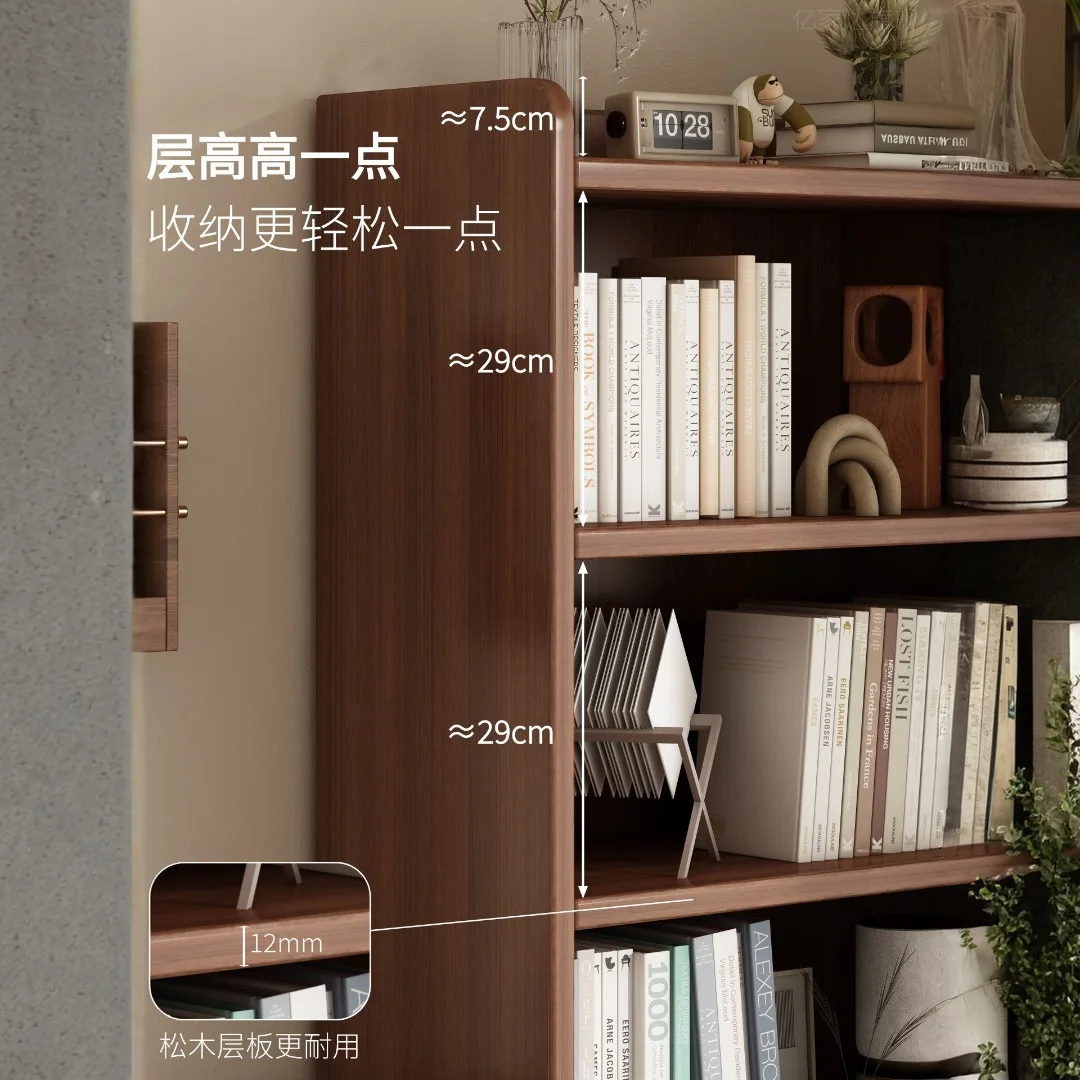 Integrated Bookshelf Wall-Mounted Storage Rack, Study Bay Window Multi-Layer Storage Cabinet, Student Home Simple Solid Wood Boo