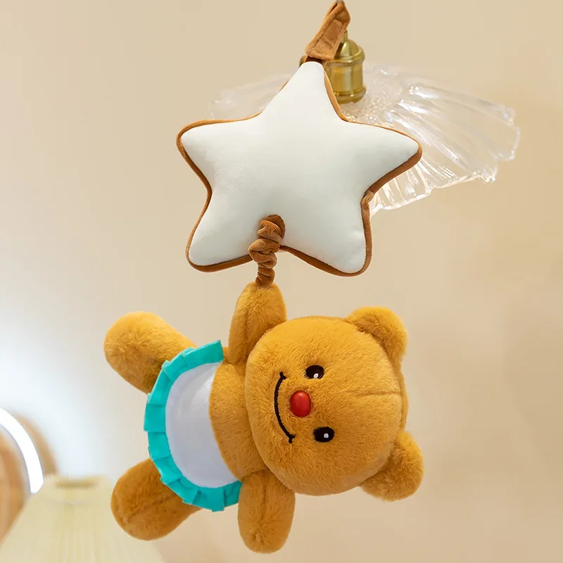 Cute Butter Bear Star Bell Plush Toy Doll Music Box Kawaii Home Decoration Bed Hanging Plushies