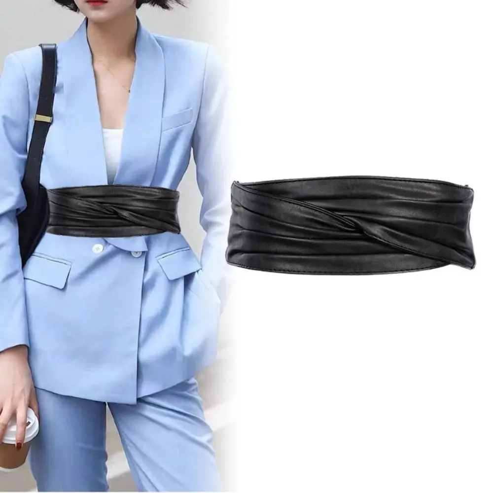 Cintura larga elastica vintage Cintura da donna elegante regolabile senza fibbia Cinture decorative per abiti in pelle PU Ragazze