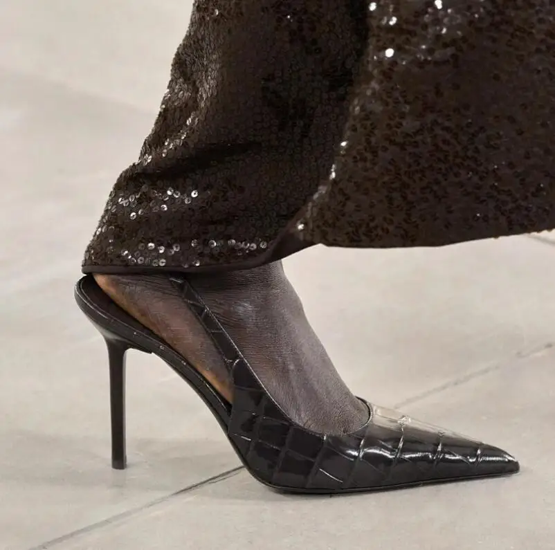 مثير التمساح براءات الاختراع والجلود امرأة مضخات 10/8/5 سنتيمتر الخنجر الكعوب أشار تو امرأة الظهر أحذية خفيفة الصنادل مأدبة الأحذية #1