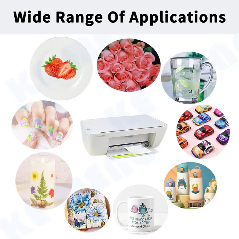 10 Sheets A4 Inkjet Waterslide Decal Transfer Paper White Transparent For DIY Mugs Procelain Phone Case Glass Metal Crystal