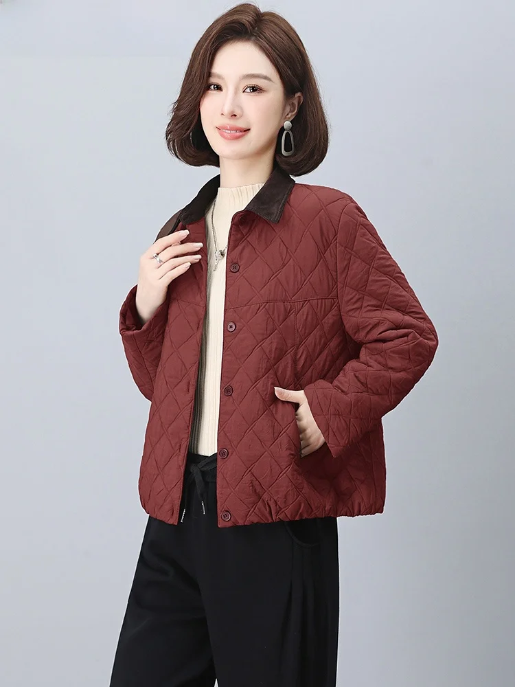 

Зима 2024, женское теплое и легкое клетчатое хлопковое пальто в стиле ретро, модное повседневное пальто, прямой крой, обычное све