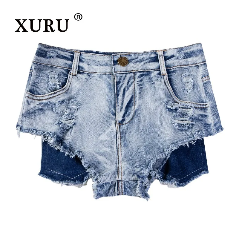 XURU - European and American New Women's Fringed Sexy Jeans, Summer Bar Spicy Girl Denim Shorts Hot Pants