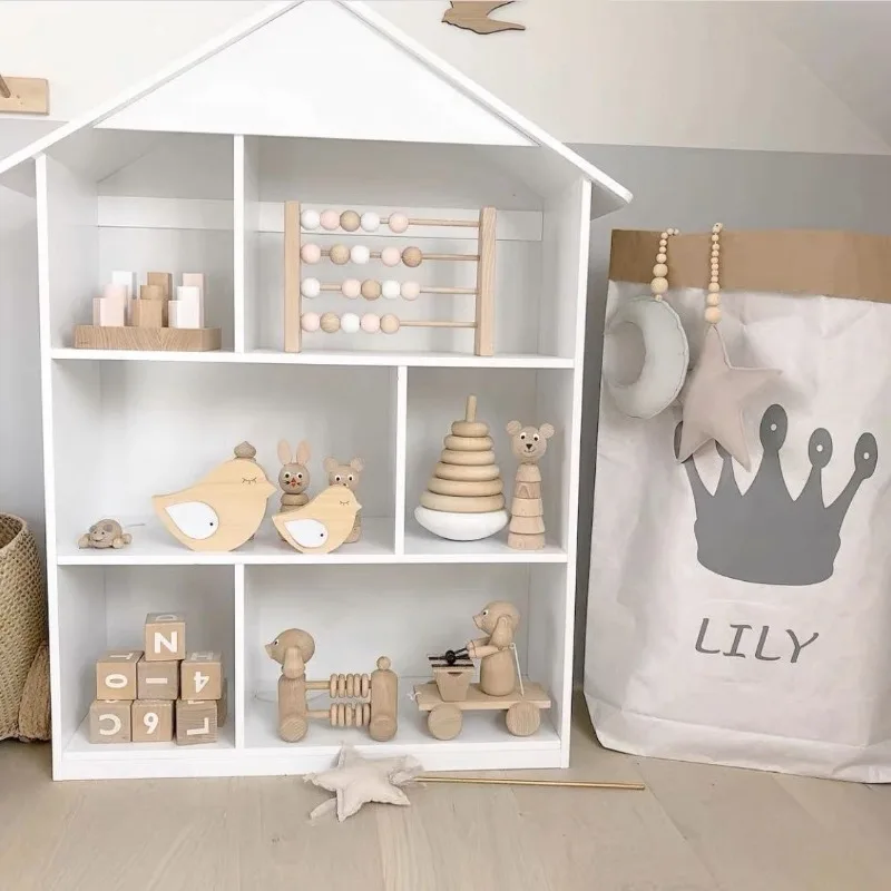 Children's Household Toy Storage Rack Floor-to-ceiling Wooden House Shelf Kindergarten Baby Picture Book Bookshelf