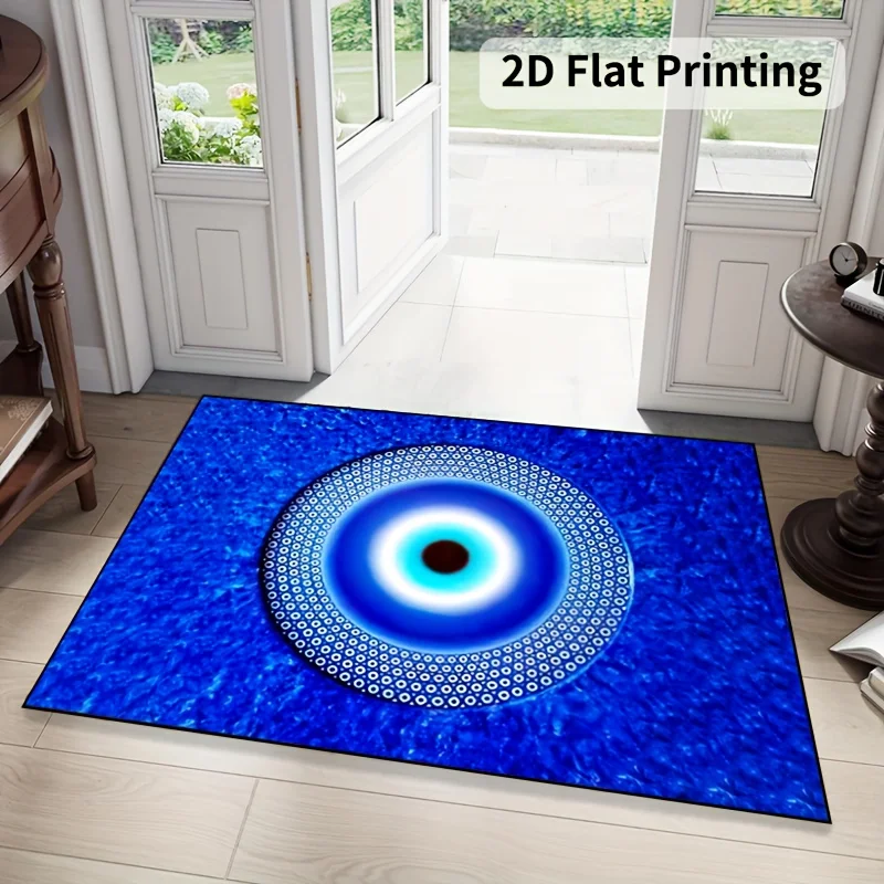 VIKAMA Blue All-Seeing Eye Fußmatte: Komfortable, rutschfeste Eingangsmatte für Haustüren, Flure, Badezimmer und Heimdekoration