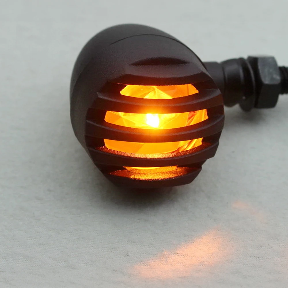 2Pcs Motorcycle Bullet Turn Signal Blinker Indicator Light Amber Light 12V Retro Motorcycle Turn Signals Light