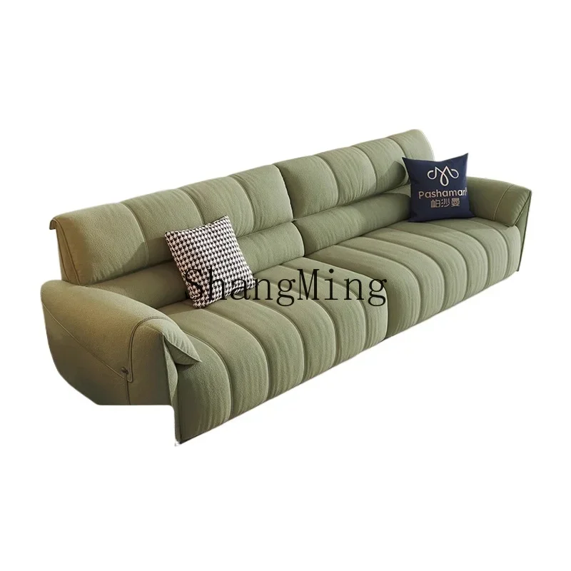 ZZJ simple and fashionable fabric sofa small apartment living room balcony cream piano keys elephant ears straight row sofa