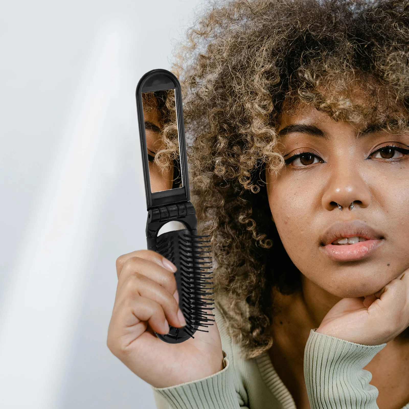 

Folding Mirror Comb Mini Hair Brush Compact Purse Handheld Lightweight Travel Small Brush For Hair Multifunctional Durable