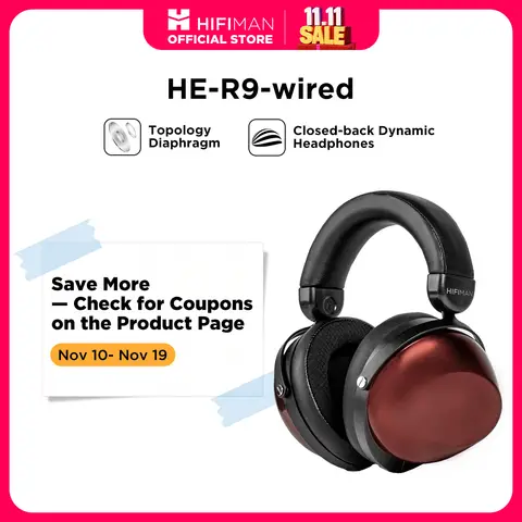 HIFIMAN HE-R9 Dynamic Closed-Back Over-Ear Headphones with Topology Diaphragm-Wired Version