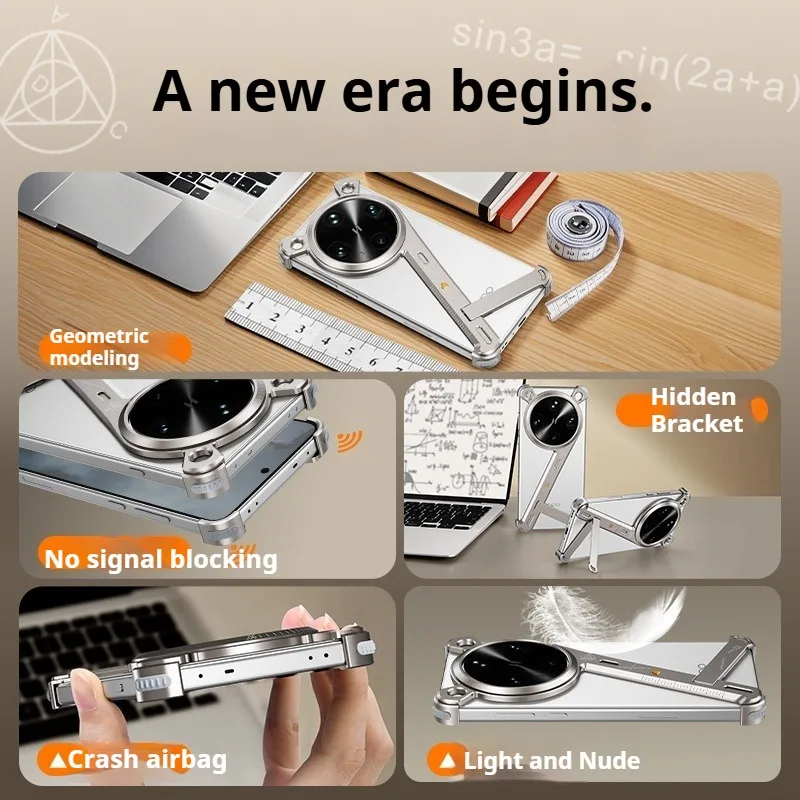 Eary for Oppo Find X8 Ultra Phone Case With Stand Metal Bumper Aluminum Frameless Shockproof Protector Cover Minimalist Shells