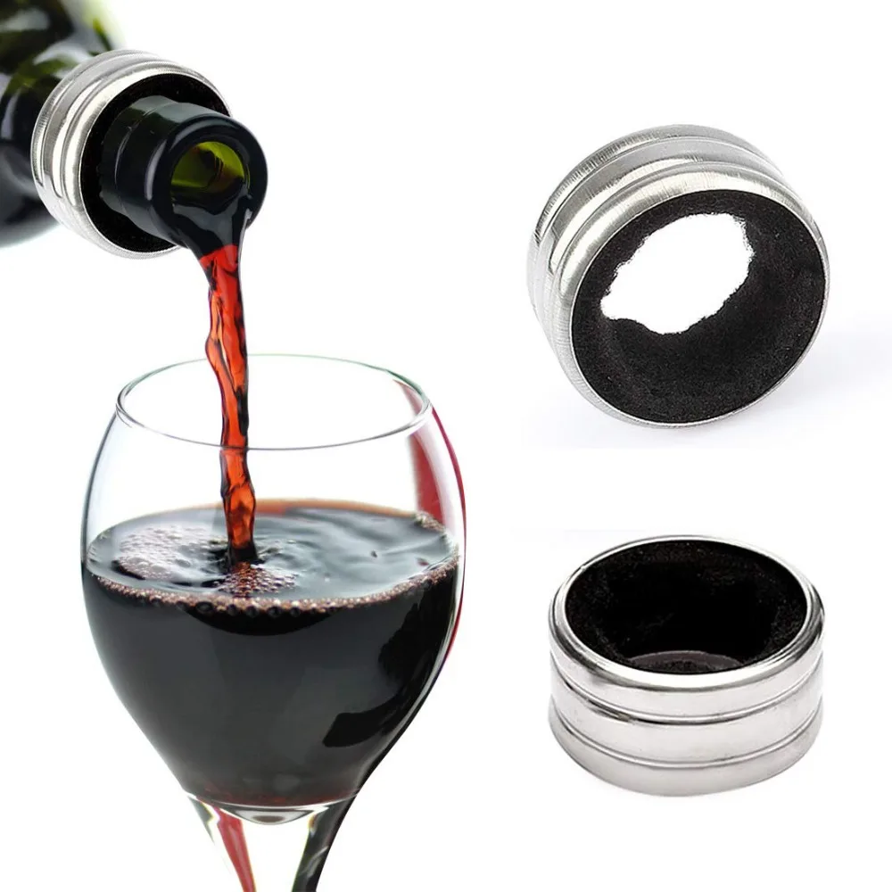 10pcs Stainless Steel Wine Bottle Collars Anti-overflow Drop Proof Wine Bottle Drip Ring Velvet Lined Wine Drip Catcher