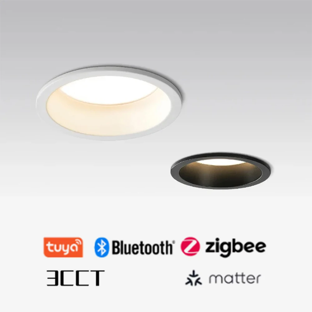 Recessed Tuya Bluetooth/Zigbee Matter 3CCT Smart LED Downlight 110V/220V 5W-12W Spotlight Bedroom Kitchen Indoor Downlight