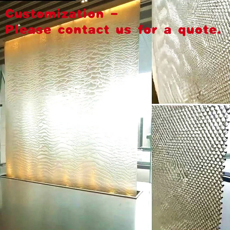 

custom.Modern Style Indoor Decorative Waterfall Wall Decoration Movable Acrylic Steel Mesh Curtain Wall Glass Technics