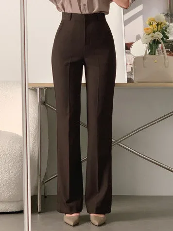 Chic Autumn Winter Elastic Casual Suit Pants Professional Lite Maturity Style All Match Micro Flared Korean Style Women's Fas...