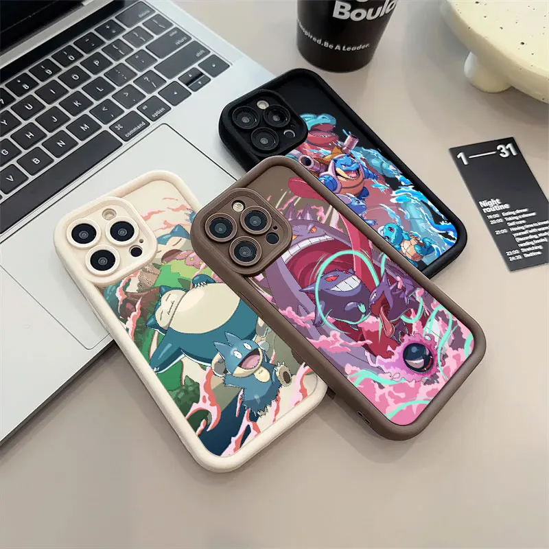 Pokemon Eevee Gengar Cartoon Phone Case For iPhone 11 12 13 14 15 16 Pro Max XS Case For iPhone 15 16 Plus Soft Protective Cover