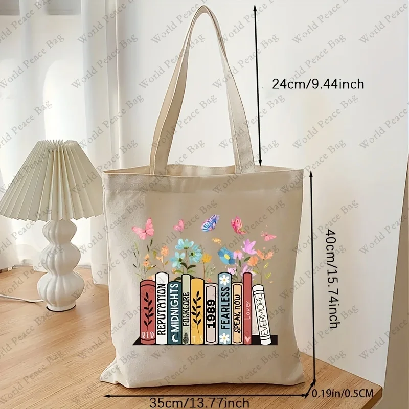 Albums As Books Tote Bag, Casual Canvas Shopping Bag, Shoulder Bag, Birthday Gift，Taylor Merch