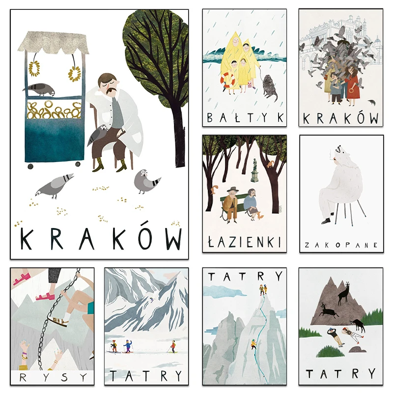 Постеры с иллюстрациями для путешествий из Польши, Краков, Варшавы, принты на холсте, Современная Настенная картина для гостиной, украшение для дома
