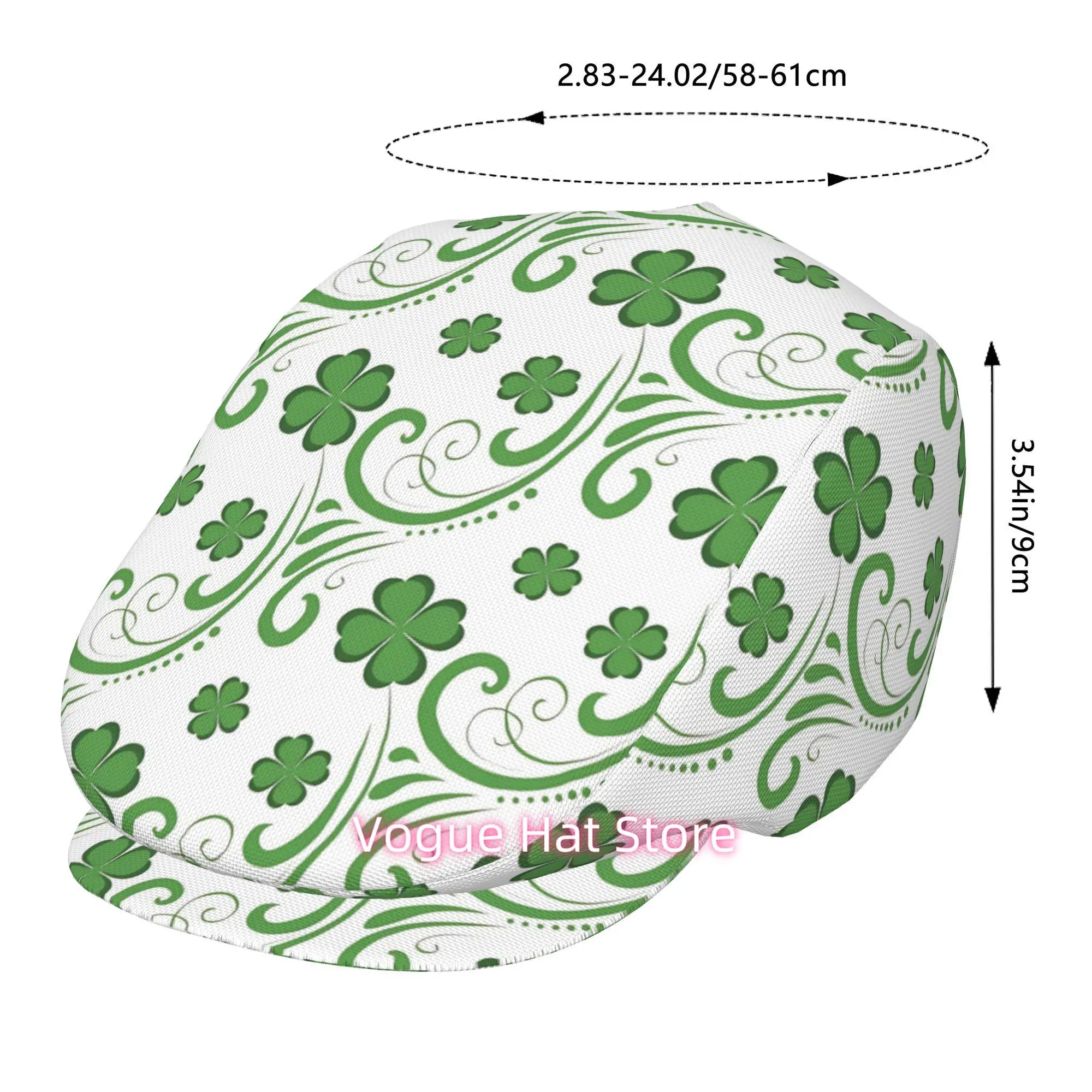 1pc White Clover with Hidden All-over printed beret,  newsboy cap, unisex, a must-have fashion accessory for outdoor leisure act