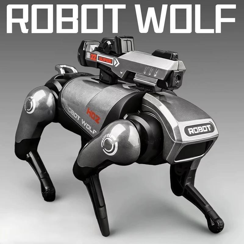 

New Alloy Four Legged Intelligent Robot Wolf Model Touch Start Combat Robot Dog Model Simulation Sound Light Childrens Toys Gift