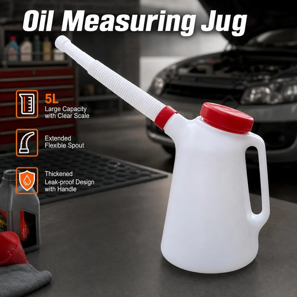 5L Plastic Oil Measuring Jug with Pouring Spout Container Oiler Plastic Oiler Oil Pot For Car Motorcycle