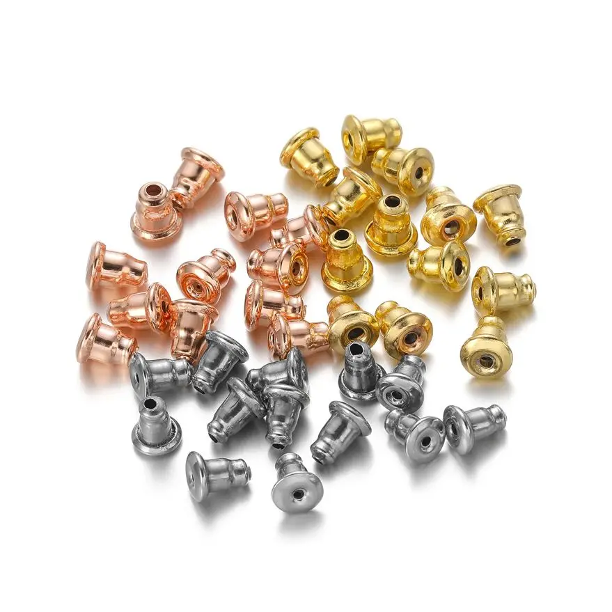 50pcs High Quality bullet Earring Backs Classic Stainless Steel Earring Back Plug Earring Settings Base Ear Studs Back Wholesale