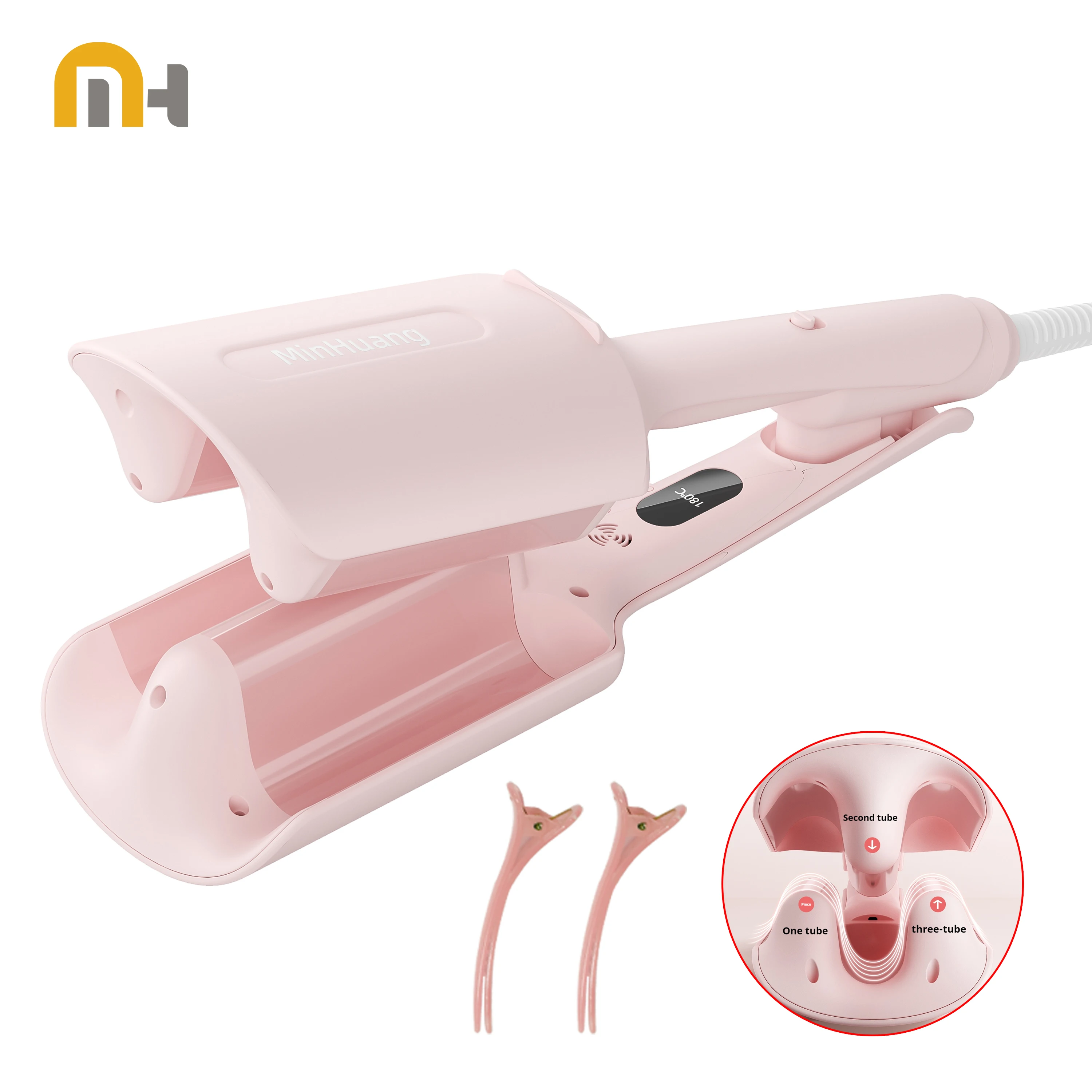 

Профессиональная щипцы для завивки волос с 3 бочками, 138 Вт, 1,26 дюйма, щипцы для завивки волос с контролем температуры, щипцы для завивки волос с ЖК-дисплеем