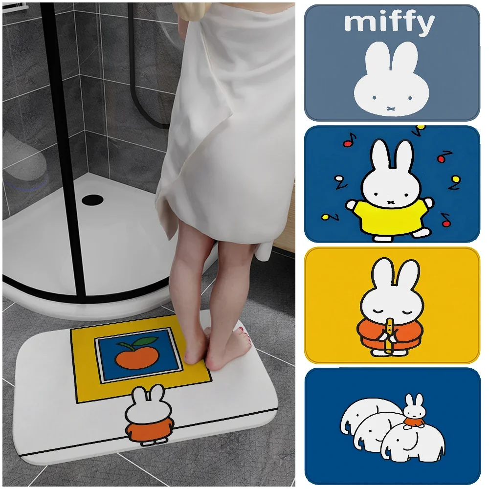 Cute M-Miffy Floor Mat Kids Room Bedroom Decoration Balcony Anti-Slip Doormat Living Room Welcome Rug