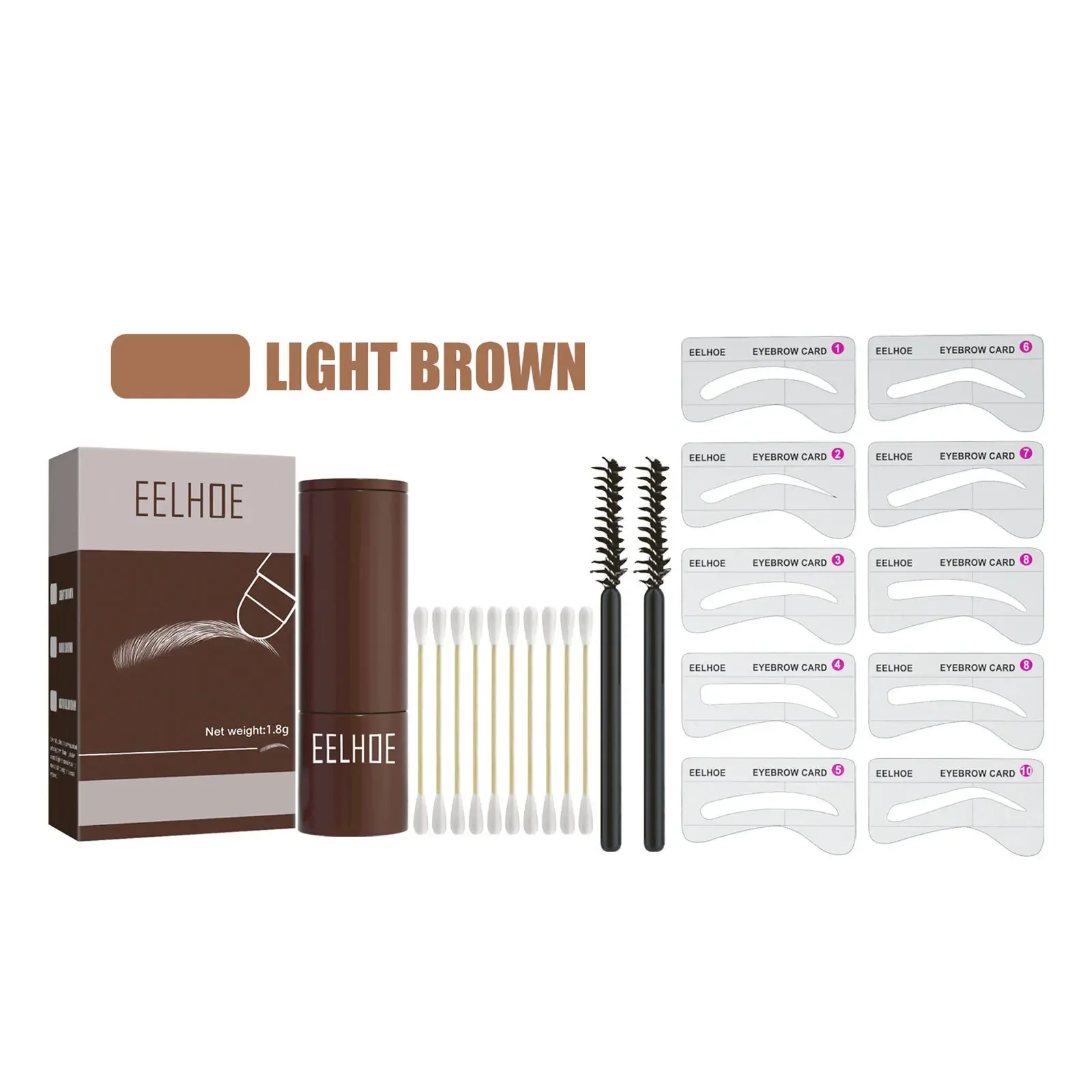 Sdotter New Eyebrow Stamp Brow Powder Stencil Kit Mattifying Hairline Enhancer Eyebrow Print Makeup Naturally Waterproof Eye Bro