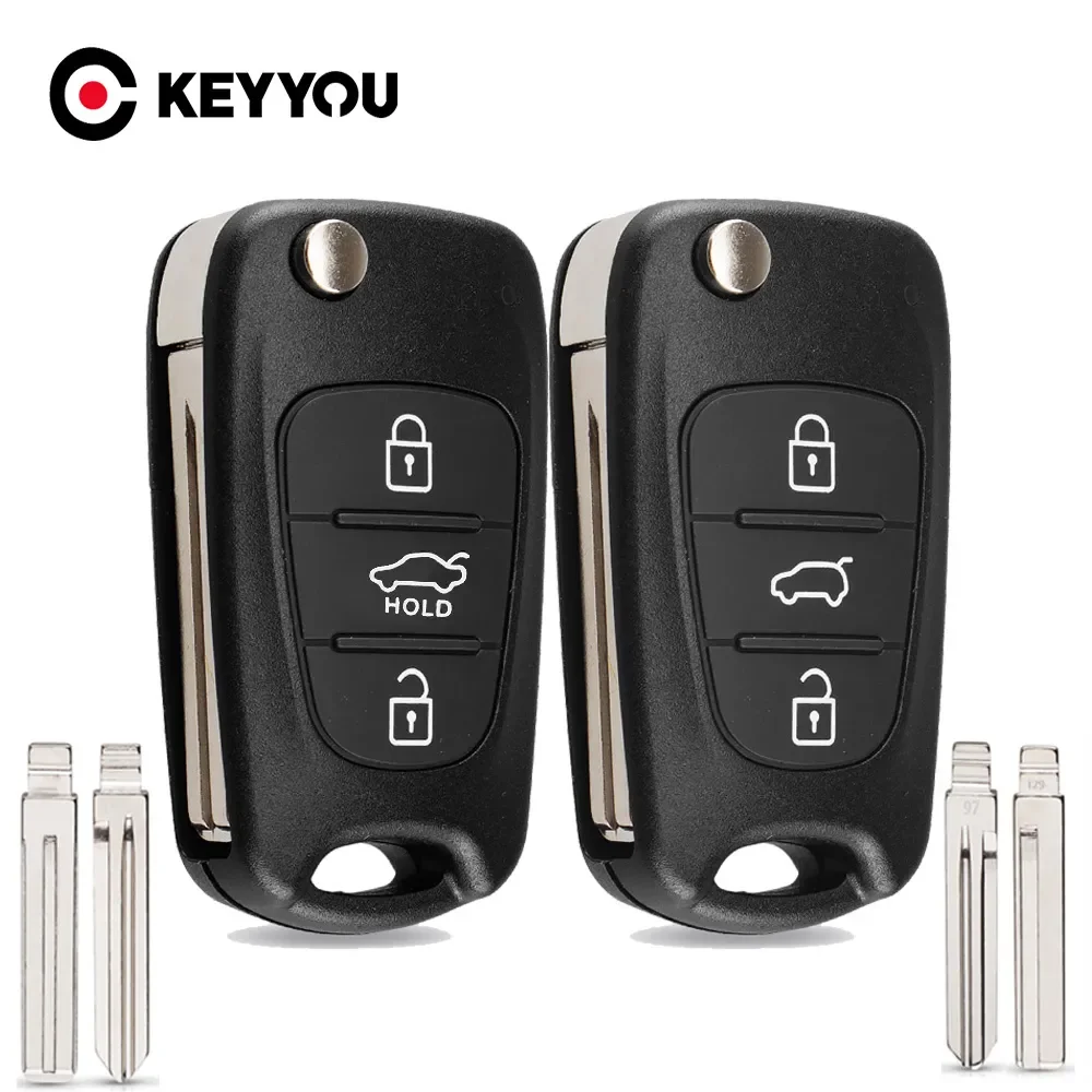 KEYYOU Remote Key Shell For Hyundai I20 I30 IX35 I35 Accent Kia Picanto Sportage K5 3 Buttons Flip Folding Remote Key Case