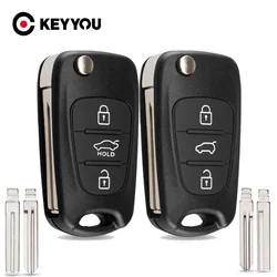 KEYYOU 원격 키 쉘, 현대 I20, I30, IX35, I35, 악센트, 기아 피칸토, 스포티지, K5 용, 3 버튼 플립 접이식 원격 키 케이스