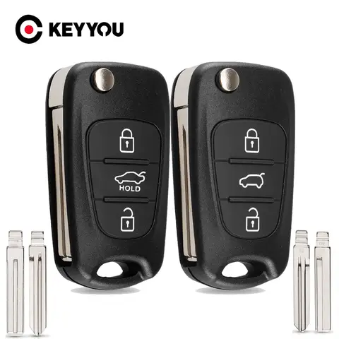 KEYYOU 원격 키 쉘 현대 I20 I30 IX35 I35 Accent Kia Picanto Sportage K5 3 버튼 플립 접이식 원격 키 케이스