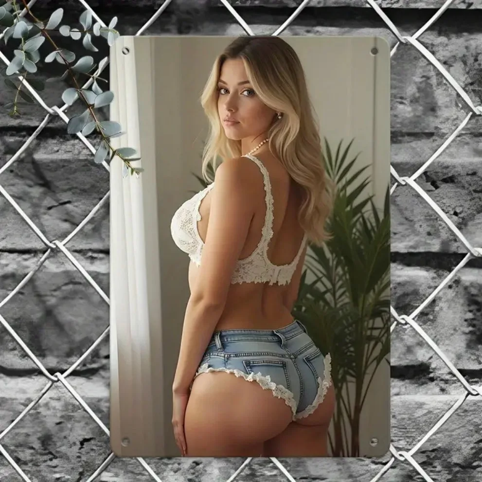 

Vintage Metal Wall Art - Retro Cowgirl Poster, Waterproof Iron Decor 11.8x7.8 inches for Home Bar, Cafe, Garage, Western Theme D