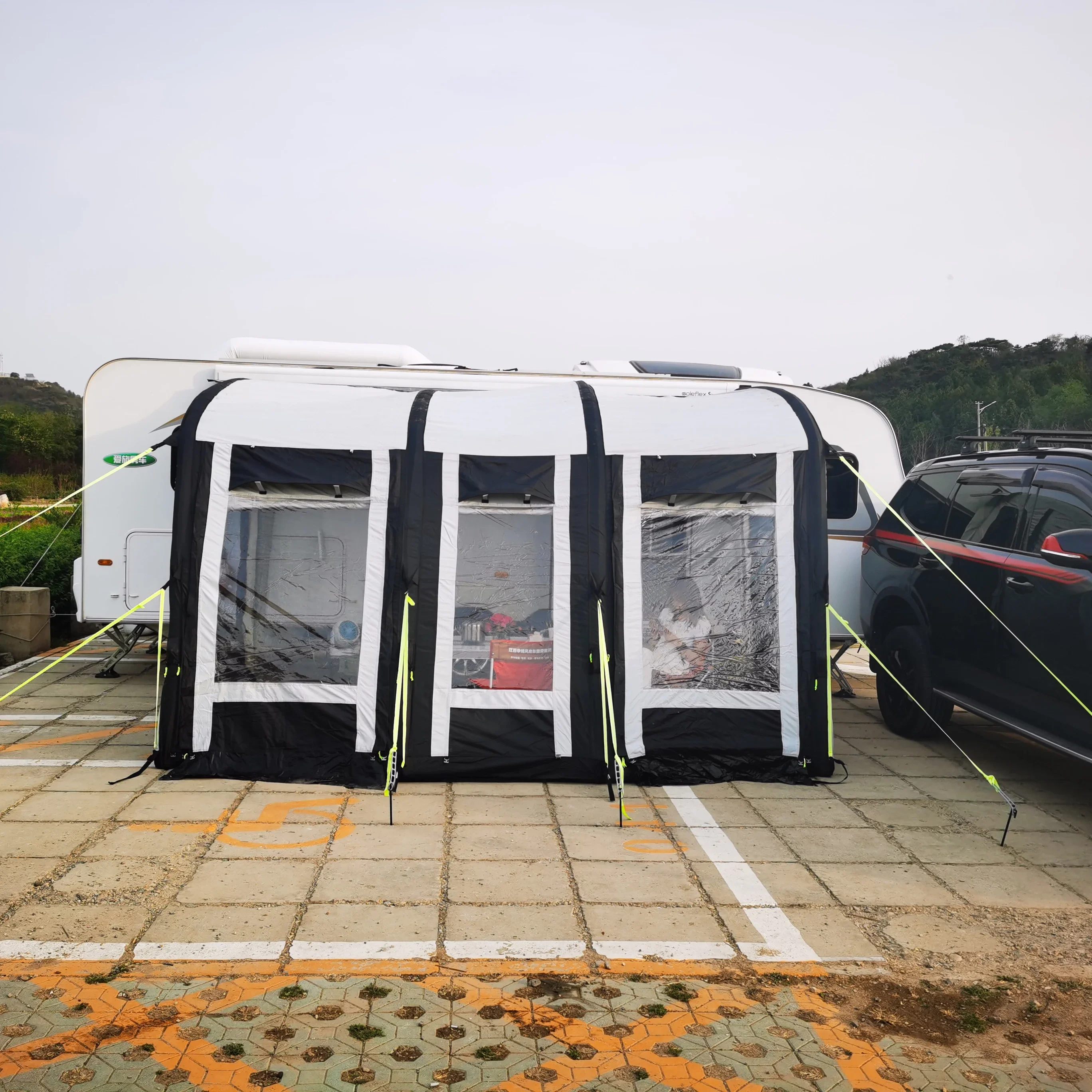 Luyou inflatable side outdoor exquisite RV tent 3.9 meters RV professional four-season wind and rain RV equipment